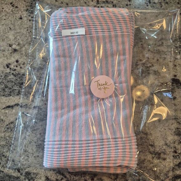 Fabric, Pastel Blue & Pink Striped Tube Cotton Spandex Knit 19" tube x 39", Vint - Picture 3 of 5